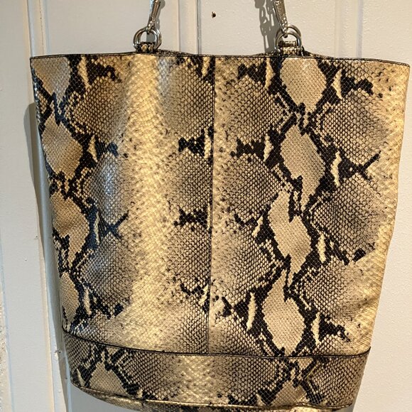 VTG Club Monaco Leather / Snakeskin Large Tote Made in Italy Adjustable Straps - Picture 5 of 6